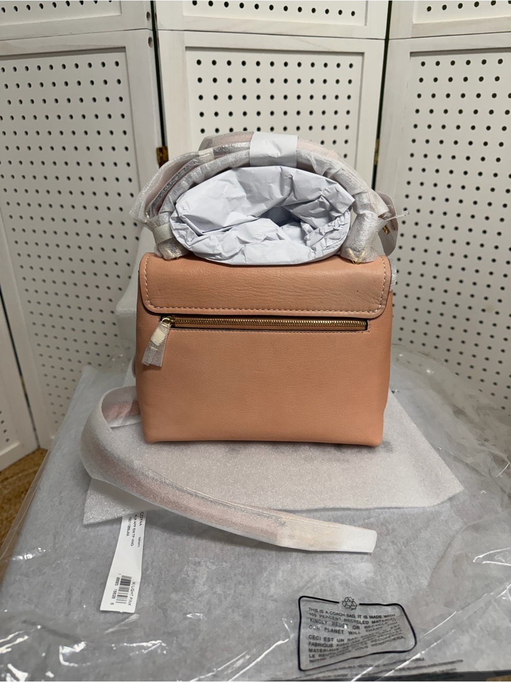 Coach Emory Top Handle Bag with Floral Appliqués Light Pink Gold Crossbody NWT - Picture 10 of 13